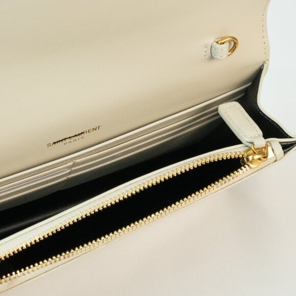YSL Saint Laurent Envelope Leather Wallet on Chain, Crossbody/Clutch, White - Picture 8 of 13